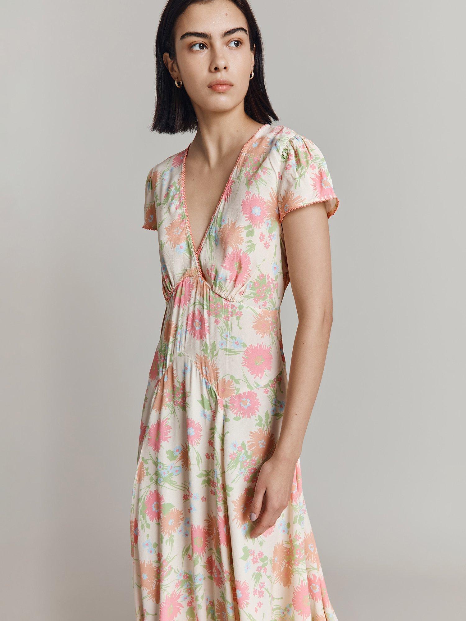 Product image 3 of 4, which shows Ghost Marie Midi Tea Dress, Cream/Multi, M