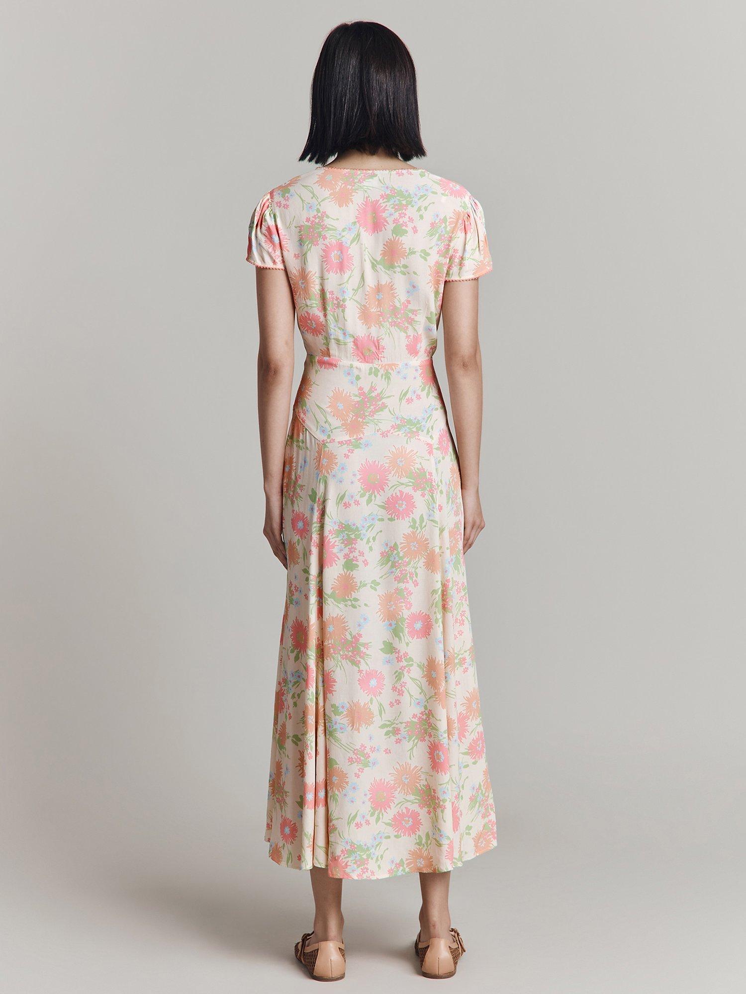 Product image 4 of 4, which shows Ghost Marie Midi Tea Dress, Cream/Multi, M