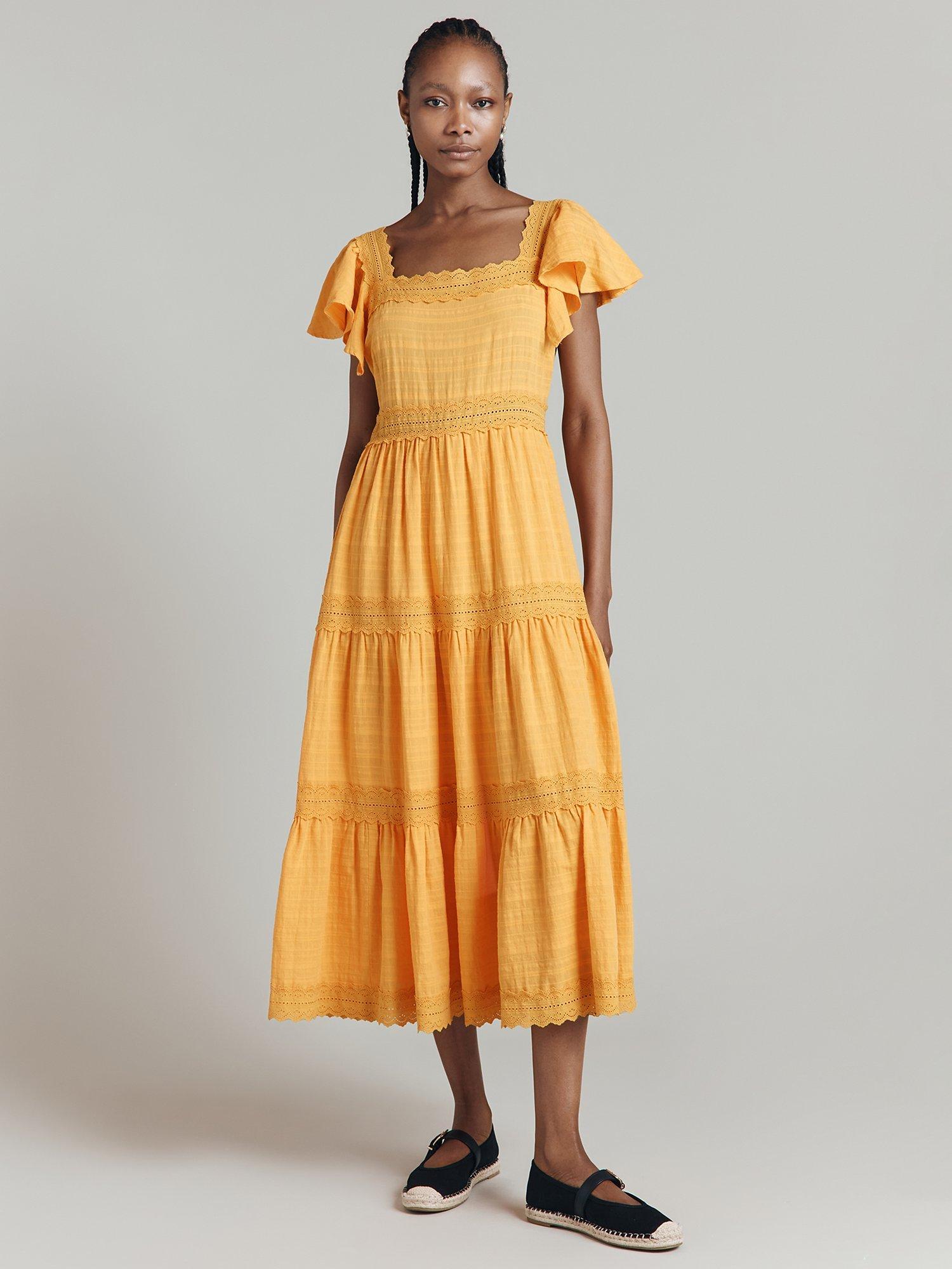 Product image 2 of 4, which shows Ghost Renee Tiered Dress, Yellow, S