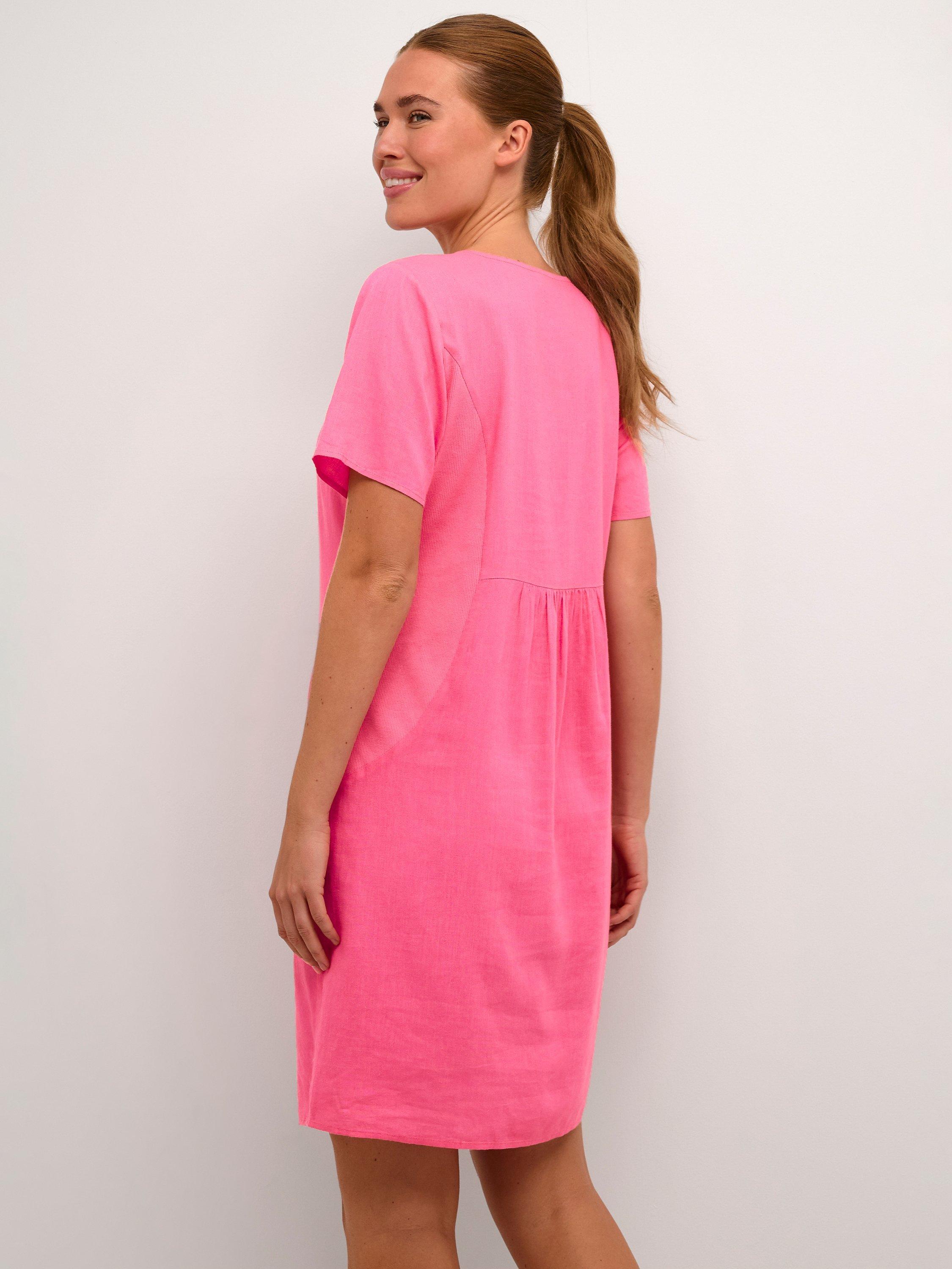 Product image 2 of 5, which shows KAFFE Millia Linen Dress, Hot Pink, 10