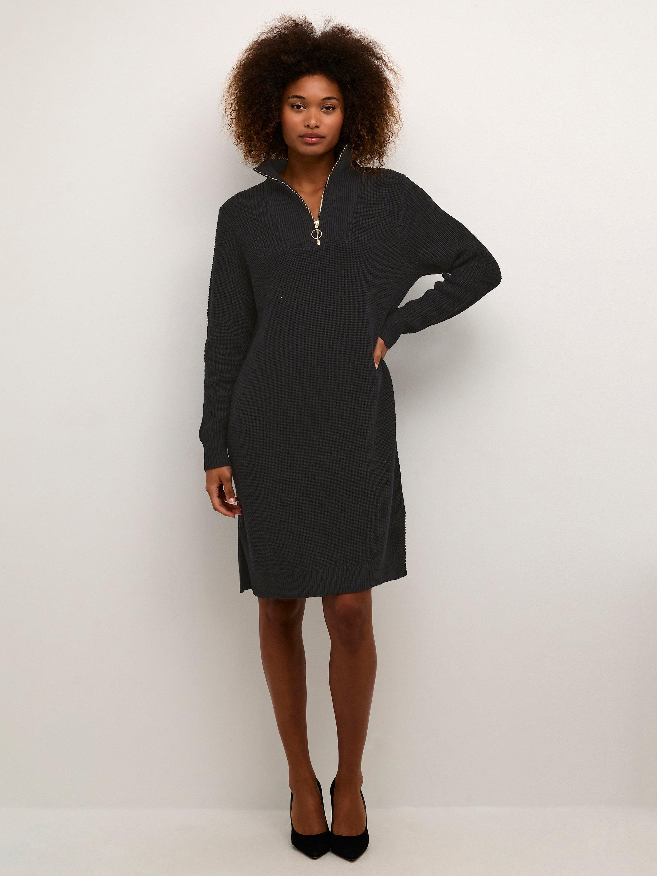 Product image 3 of 6, which shows KAFFE Lioa Jumper Knee Length Dress, Deep Black, XS