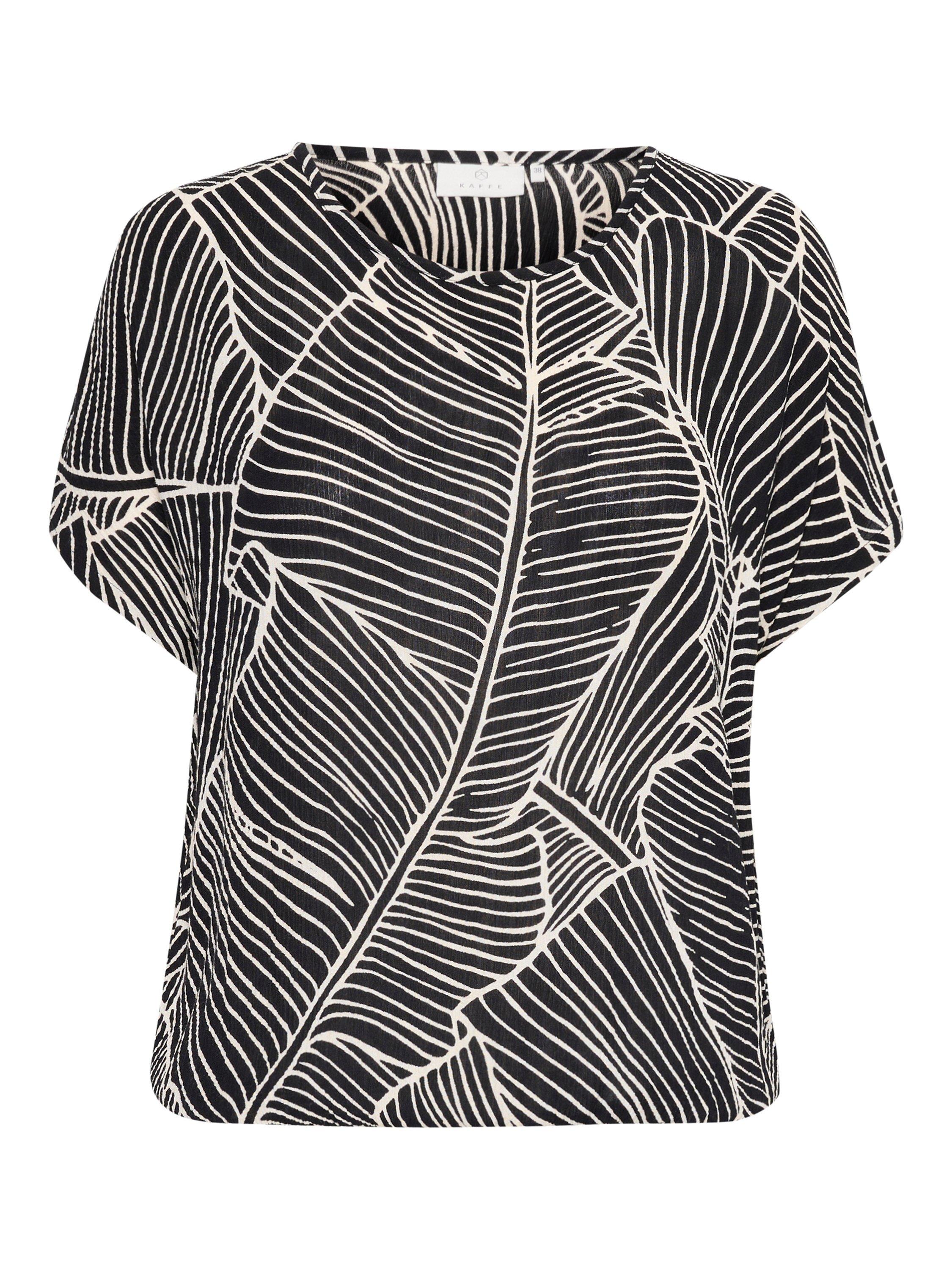 Product image 4 of 5, which shows KAFFE Amber Leaf Print Top, Black/Turtledove, 8