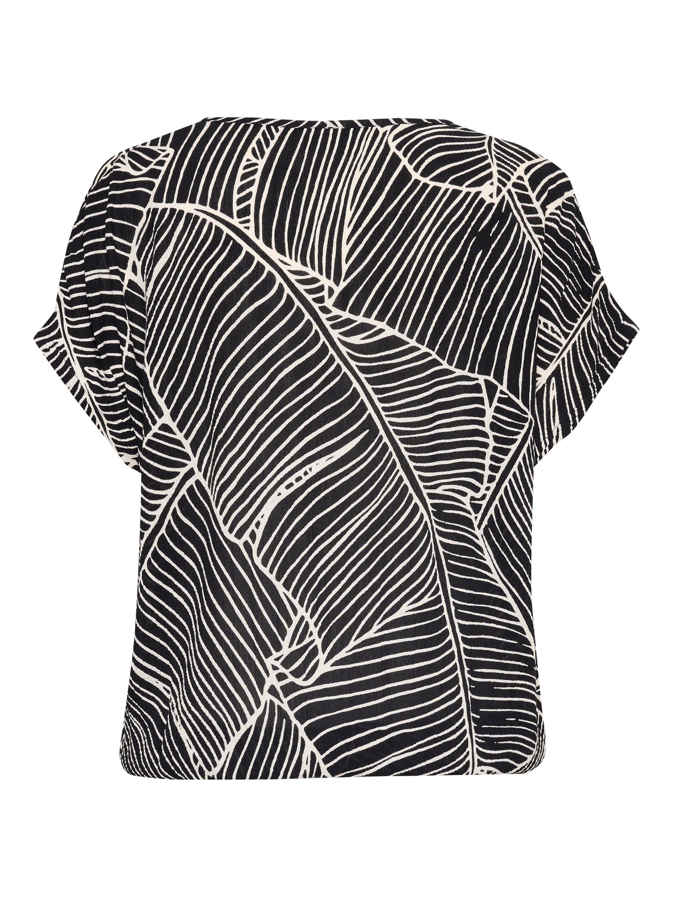 Product image 5 of 5, which shows KAFFE Amber Leaf Print Top, Black/Turtledove, 8
