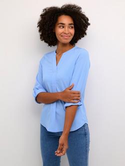 KAFFE Mia V-Neck Top, Vista Blue