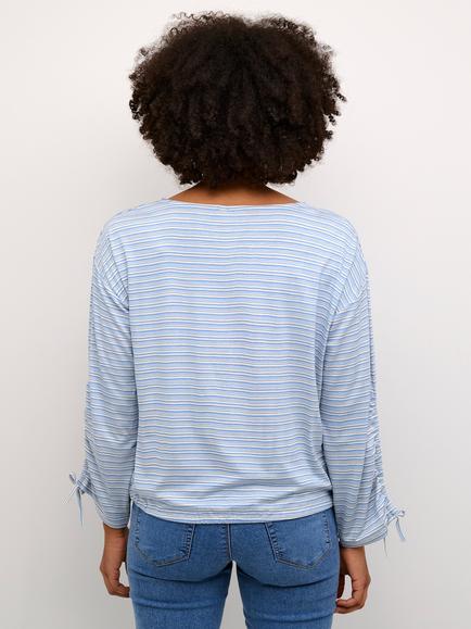 KAFFE Mathilde Stripe Top, Turtledove/Blue - view 2, Turtledove/Blue