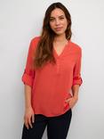 KAFFE Milia Linen Blend Top, Cayenne