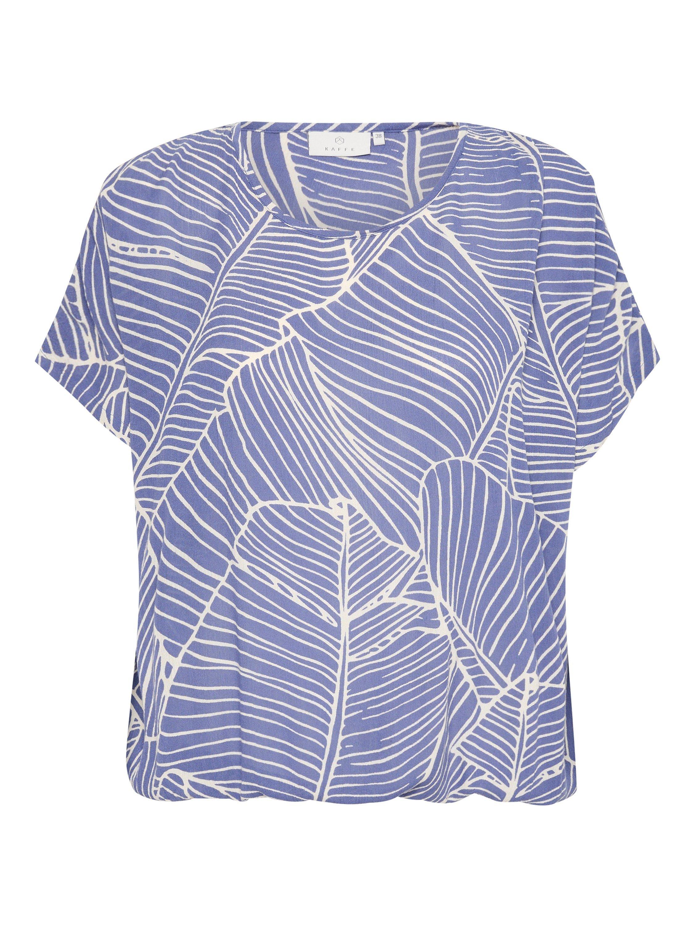 Product image 4 of 5, which shows KAFFE Amber Leaf Print Top, Indigo/Turtledove, 8
