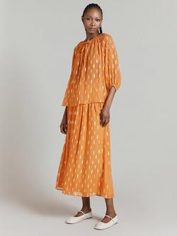 Ghost Lorena Metallic Jacquard Skirt, Orange - view 2, Orange