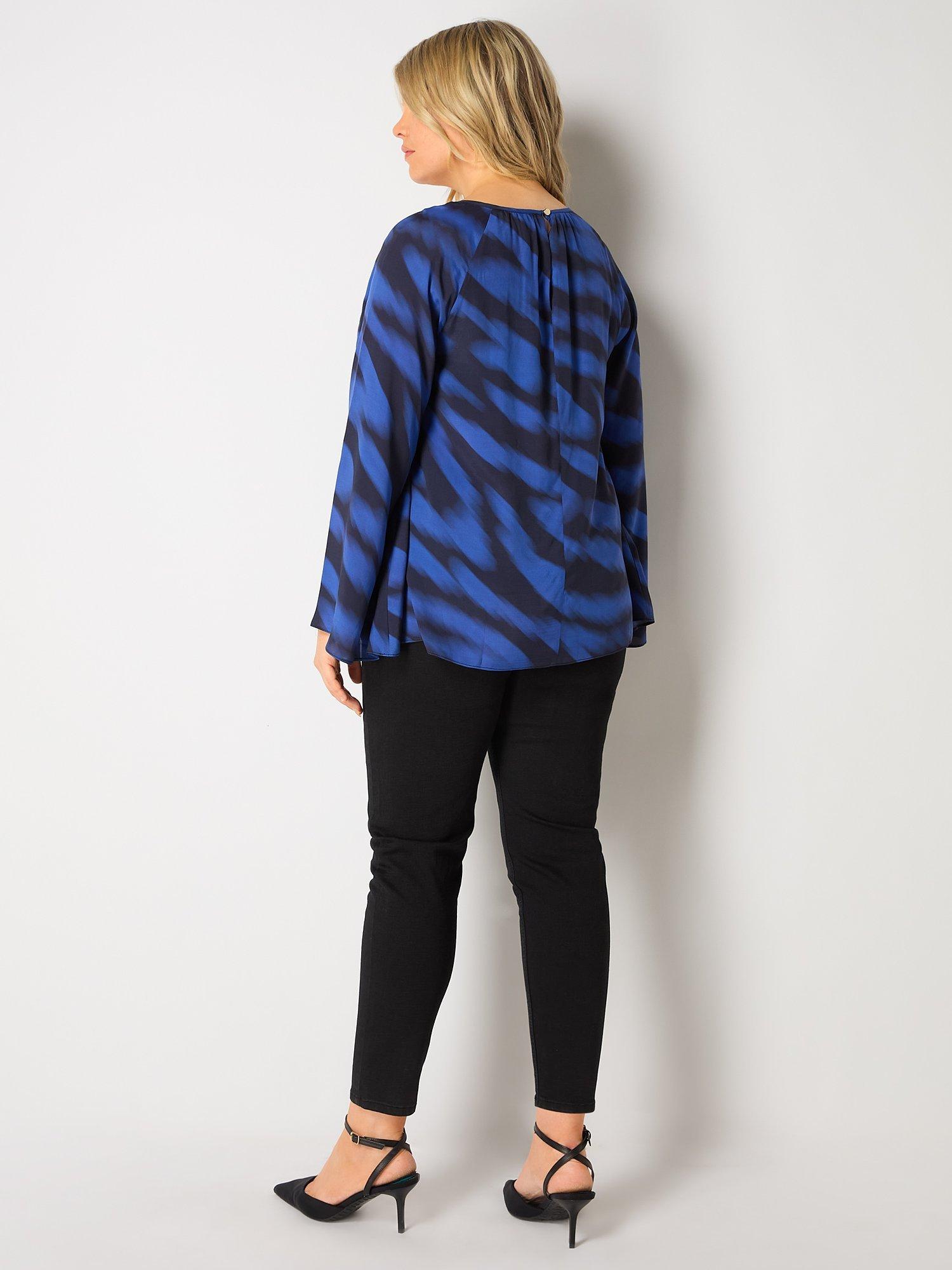 Product image 4 of 4, which shows Live Unlimited Curve Abstract Print Blouse, Black/Blue, 16