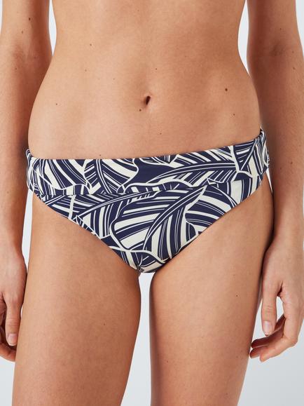 John Lewis Bali Palm Slim Fold Down Bikini Bottoms, Navy, Navy