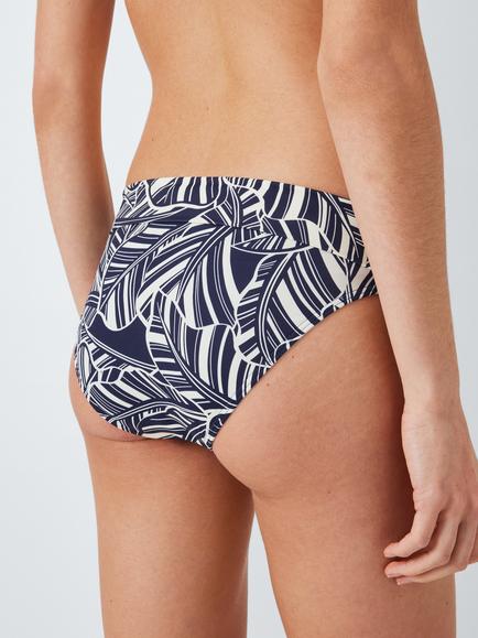 John Lewis Bali Palm Slim Fold Down Bikini Bottoms, Navy - view 2, Navy