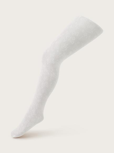 Monsoon Kids' Butterfly Lace Tights, White