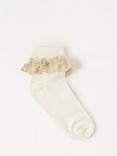 Monsoon Kids' Sparkle Lace Socks, Ivory