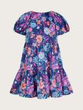 Monsoon Kids' Floral Tiered Dress, Navy