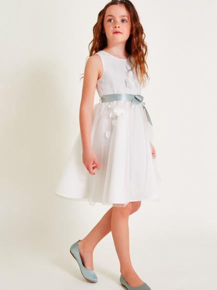Monsoon Kids' Molly Scuba Occasion Dress, Ivory, Ivory