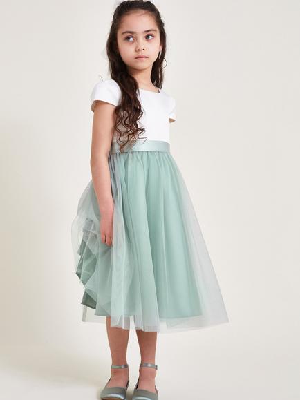 Monsoon Kids' Tulle Bridesmaid Dress, Sage, Sage