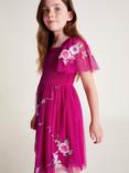 Monsoon Kids' April Shirred Floral Dress, Pink