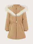 Monsoon Kids' Belted Padded Coat, Camel