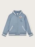 Monsoon Kids' Satin Badge Bomber Jacket, Blue/White