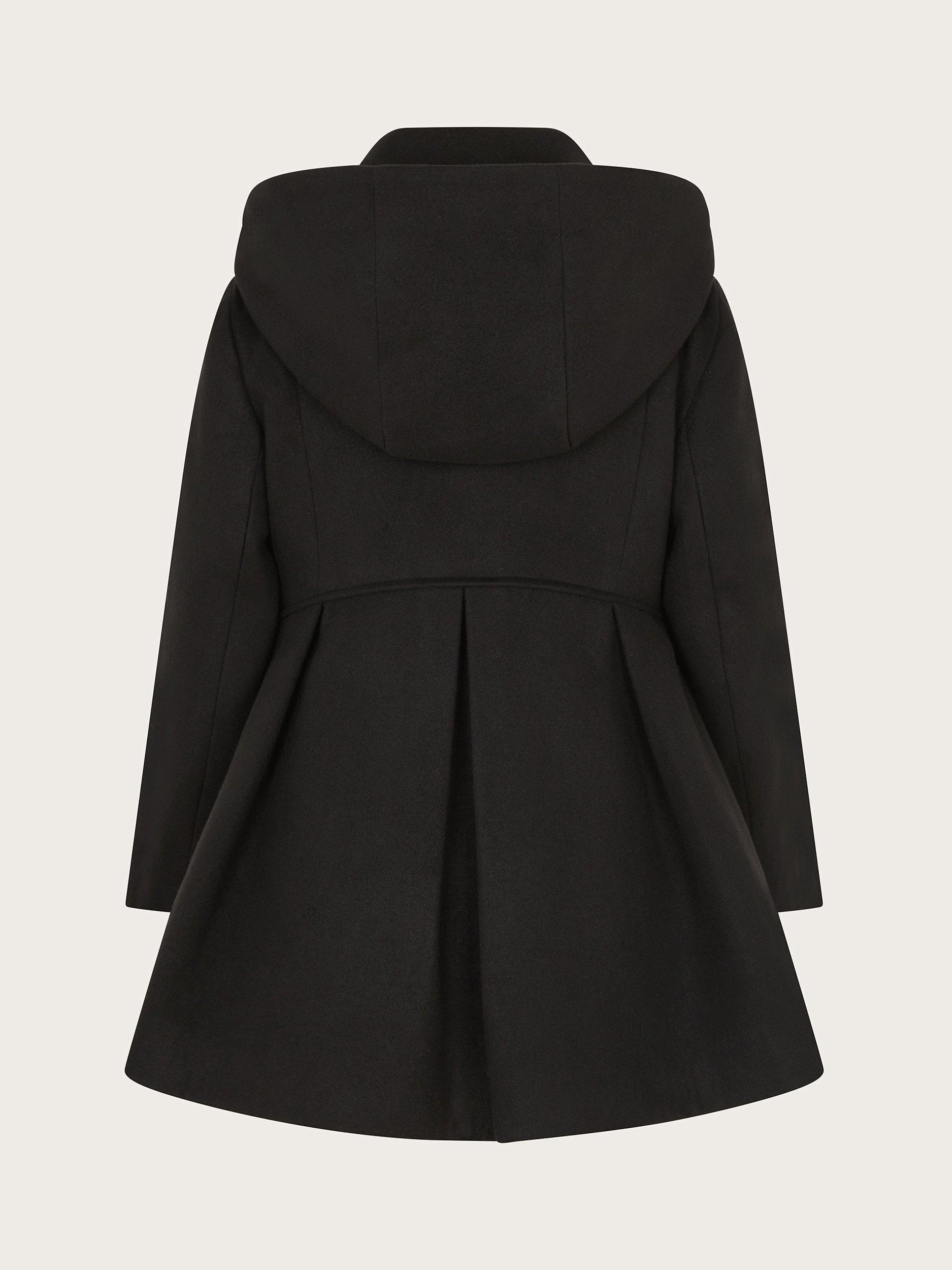 Product image 2 of 3, which shows Monsoon Kids' Classic Hooded Coat, Black, 5-6 years