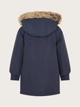 Monsoon Kids' Canvas Longline Parka Coat, Navy