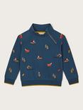 Monsoon Kids' Cotton Zip Neck Sweatshirt, Navy