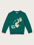 Monsoon Kids' Frogs On The Books Cotton Sweatshirt, Green