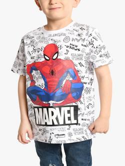 Brand Threads Organic Cotton Spiderman T-Shirt, White