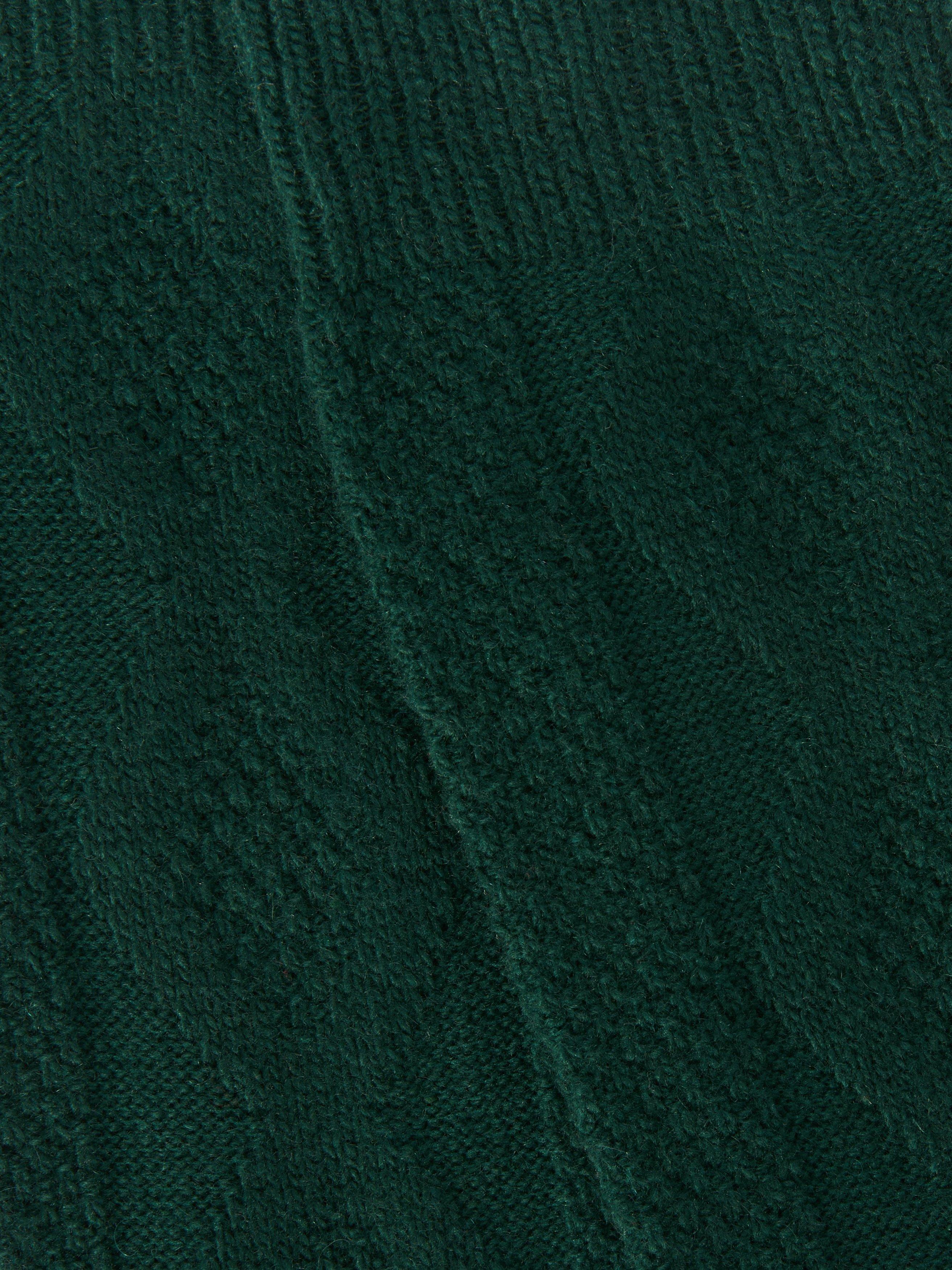 Product image 2 of 2, which shows John Lewis Made in Italy Cashmere Blend Cable Textured Socks, Dark Green, S-M