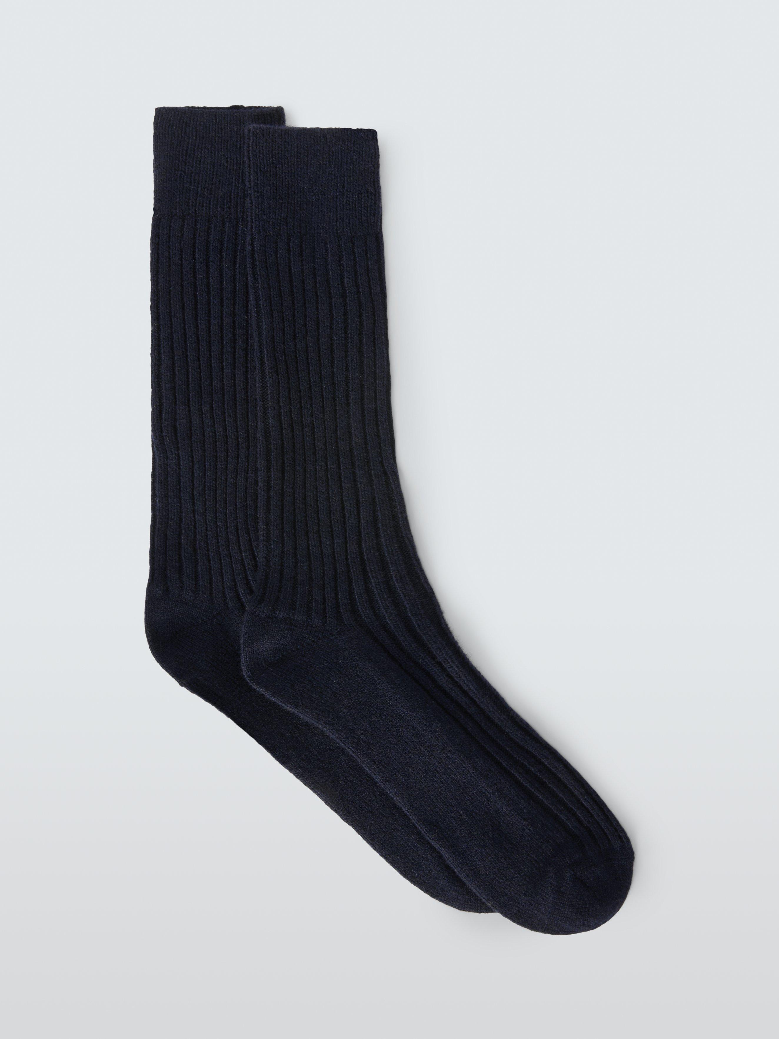 Product image 1 of 2, which shows John Lewis Made in Italy Cashmere Blend Ribbed Socks, Mid Blue, S-M