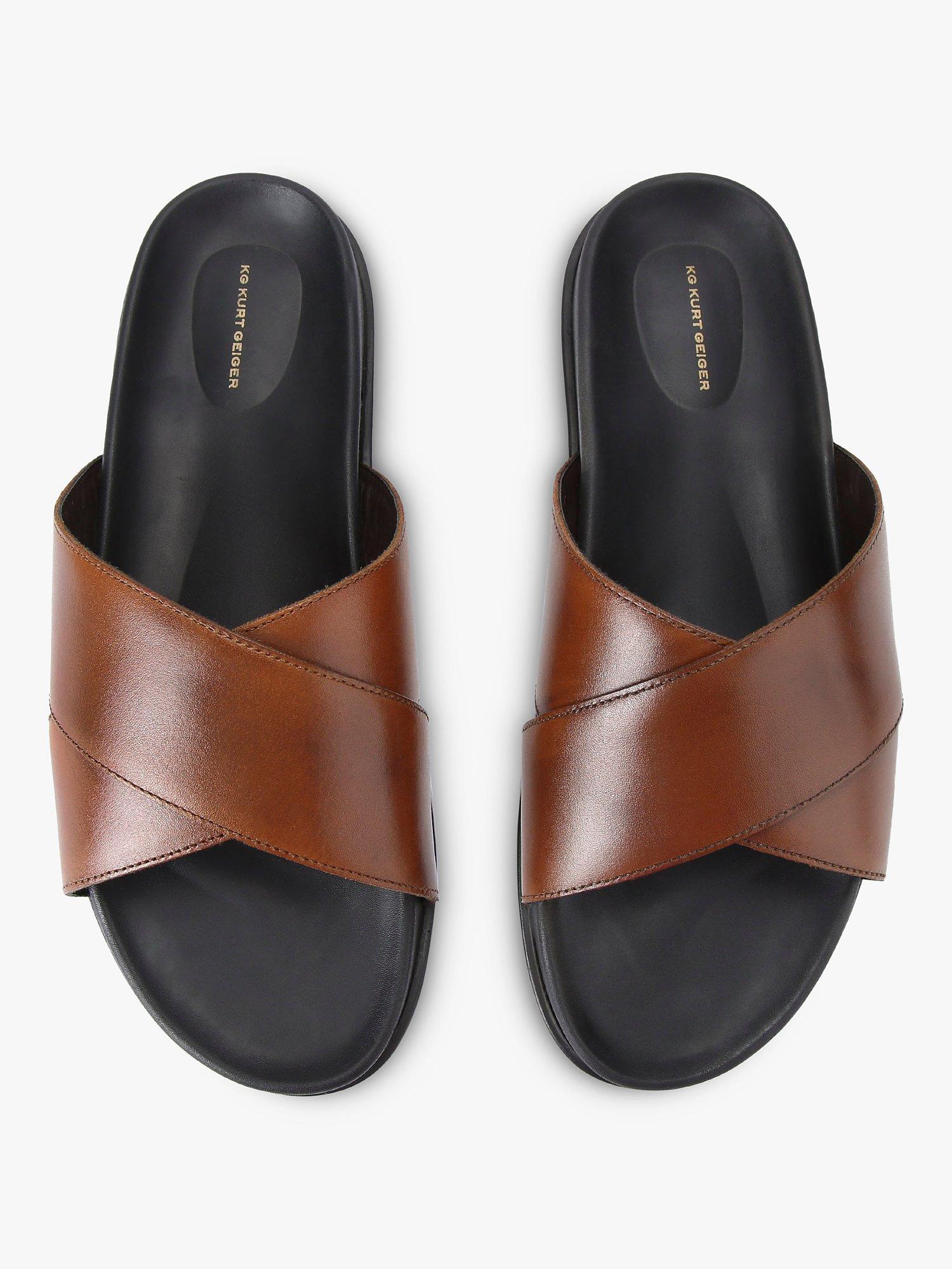 Product image 2 of 4, which shows KG Kurt Geiger Rome Leather Sliders, Tan, 6