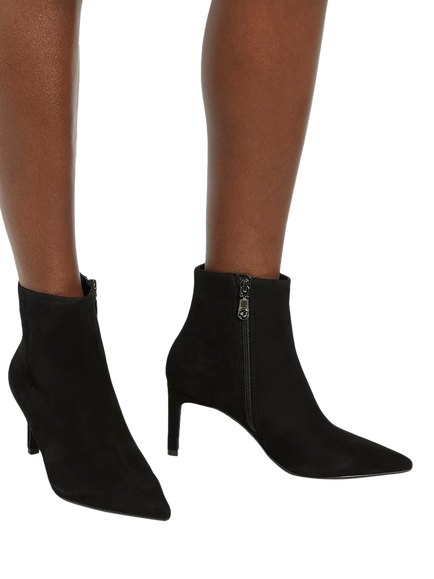 Dune London Obsessively Suede Heeled Ankle Boots - view 2, Black