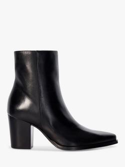 Dune London Paxten Leather Western Ankle Boots, Black