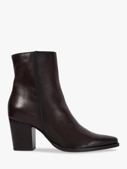 Dune London Paxten Leather Western Ankle Boots, Chocolate