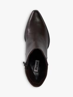 Dune London Paxten Leather Western Ankle Boots - view 2, Chocolate