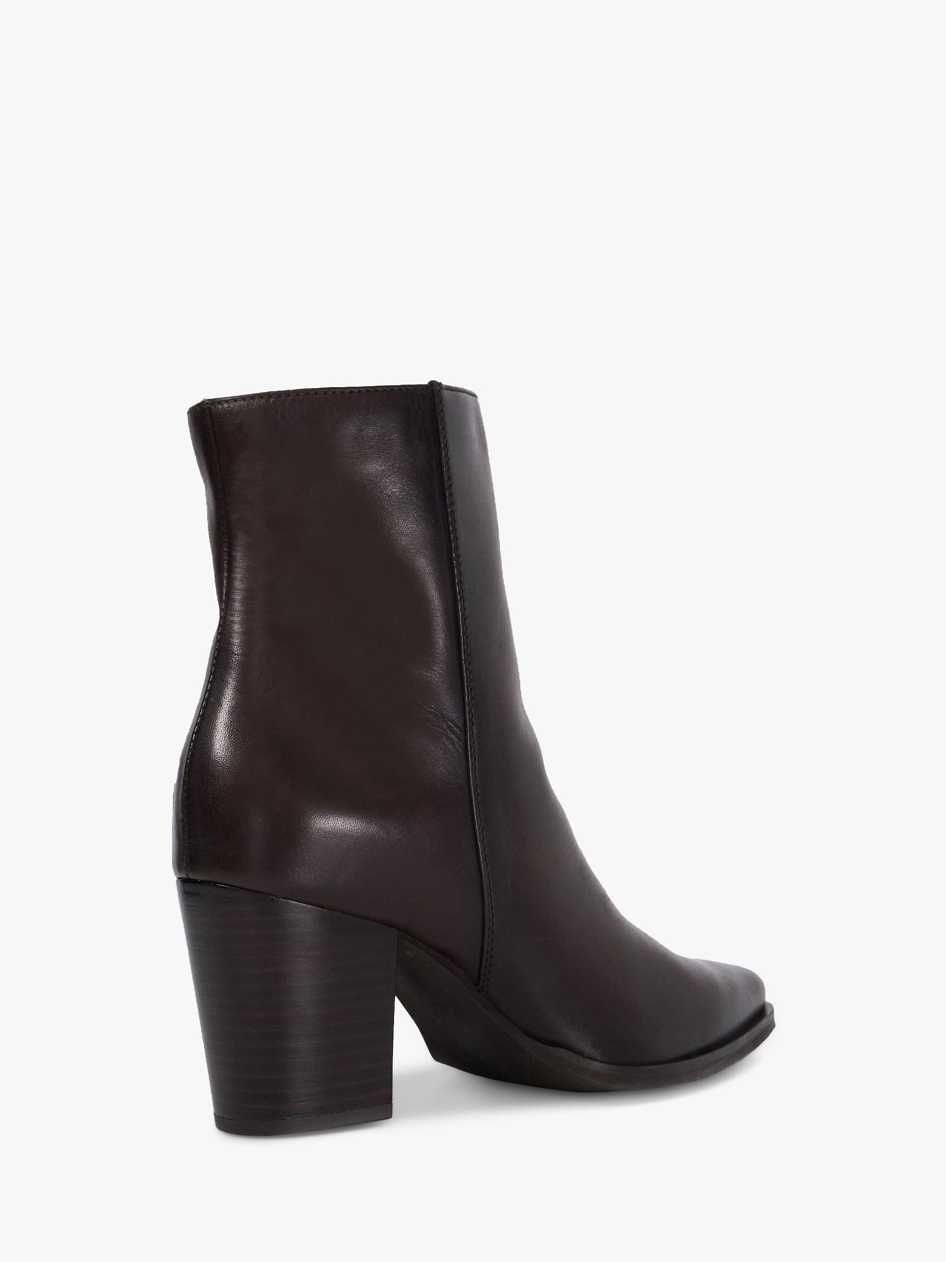 Product image 4 of 6, which shows Dune London Paxten Leather Western Ankle Boots, Chocolate, 3