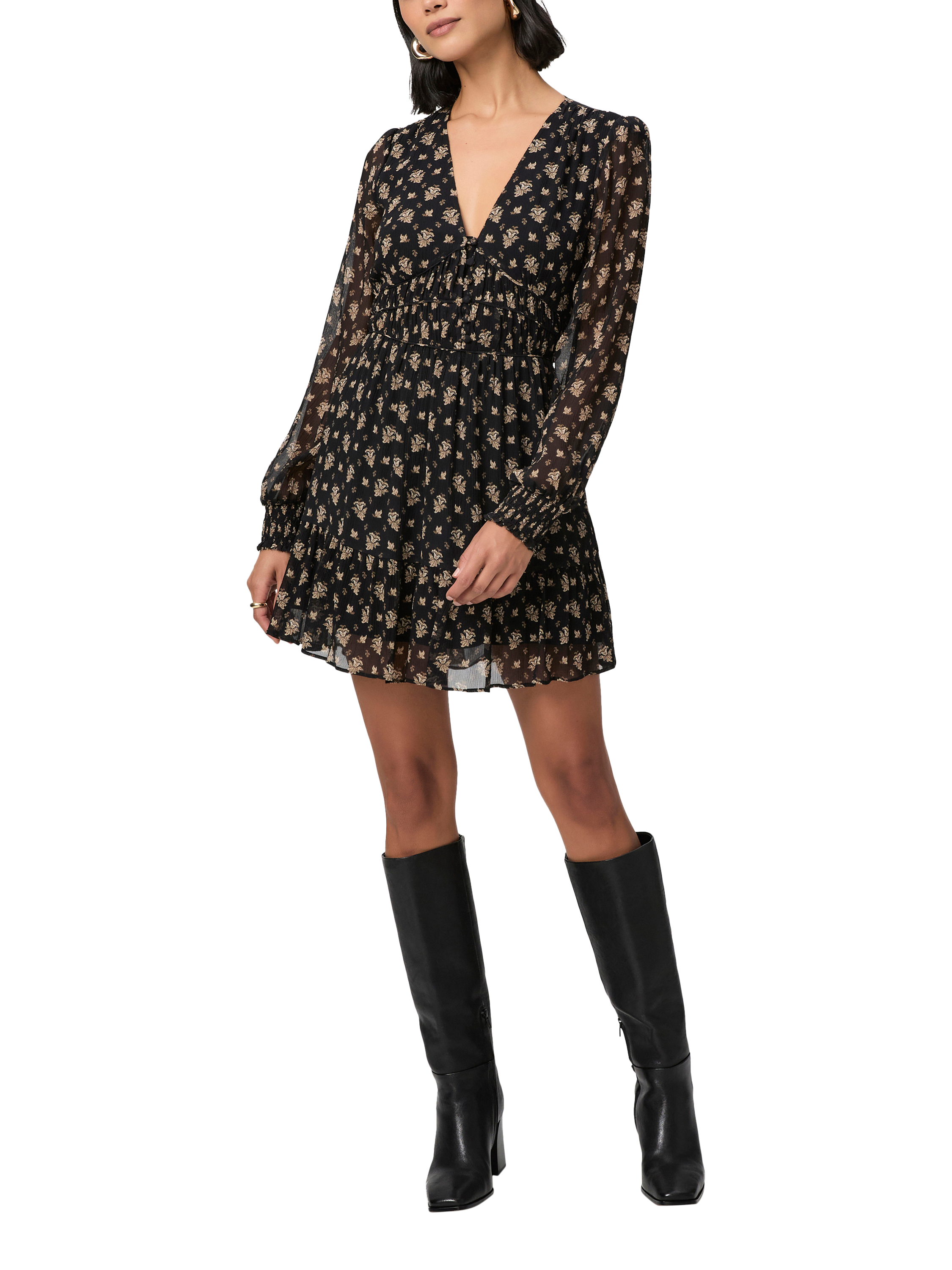 Product image 1 of 3, which shows PAIGE Brasserie Floral Silk Dress, Black/Multi, L