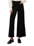 PAIGE Harper Corduroy Wide Leg Cropped Trousers, Black