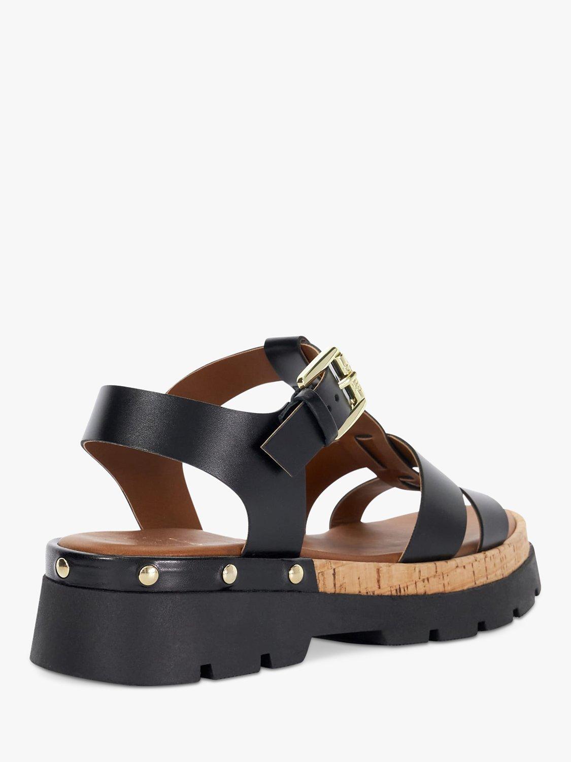 Dune Laplin Block Heel Leather Sandals, Black, 3