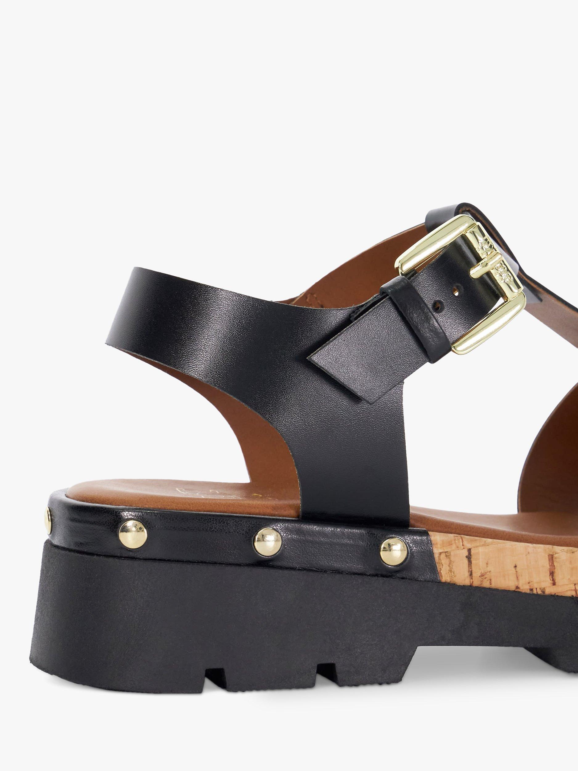 Dune Laplin Block Heel Leather Sandals, Black, 3