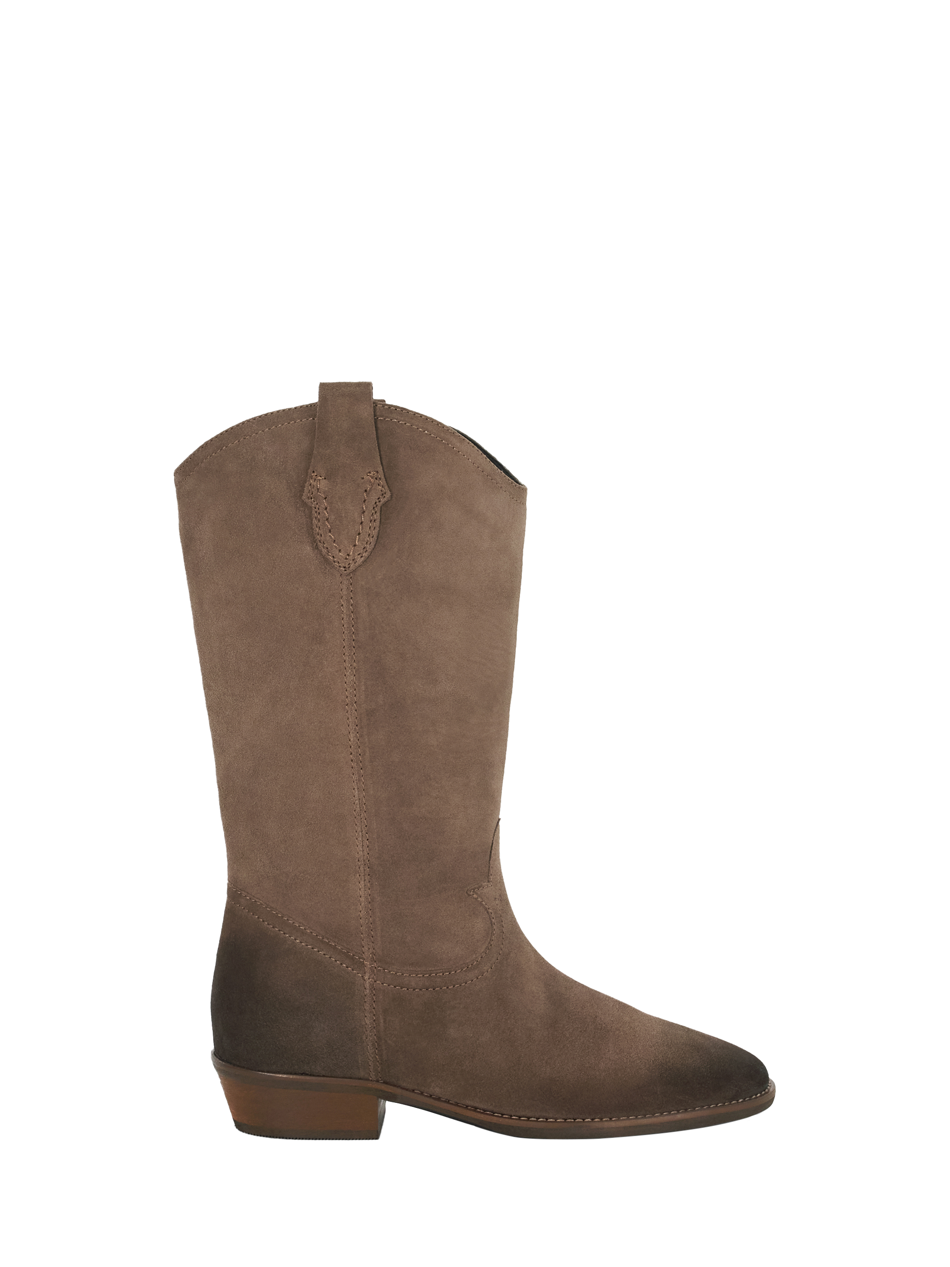 Dune Prickles Western Suede Calf Boots, Tan