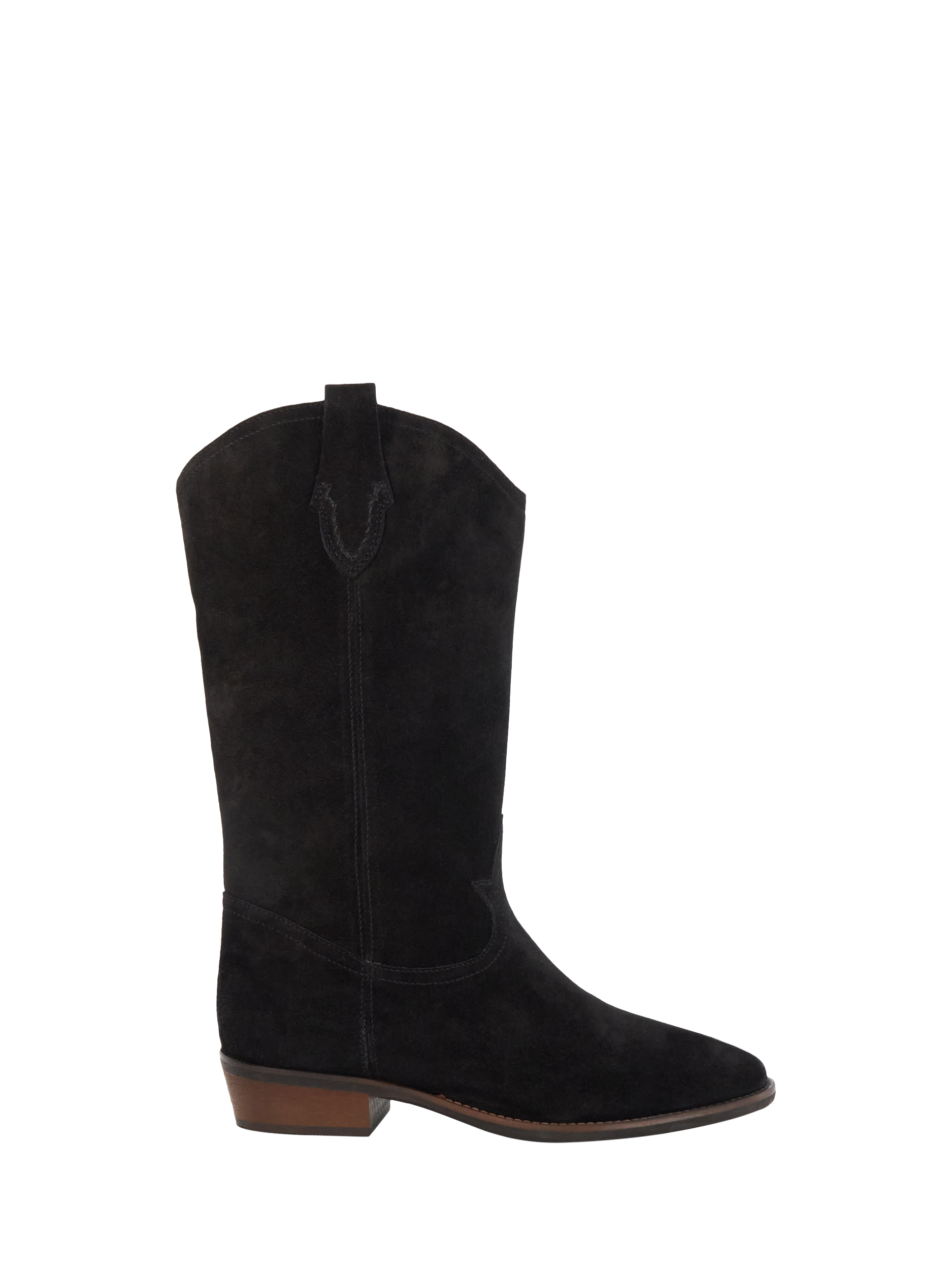 Dune Prickles Western Suede Calf Boots, Black