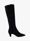 Dune London Sera Suede Pointed Knee High Boots, Black