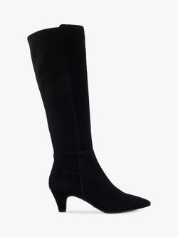 Dune London Sera Suede Pointed Knee High Boots, Black, Black
