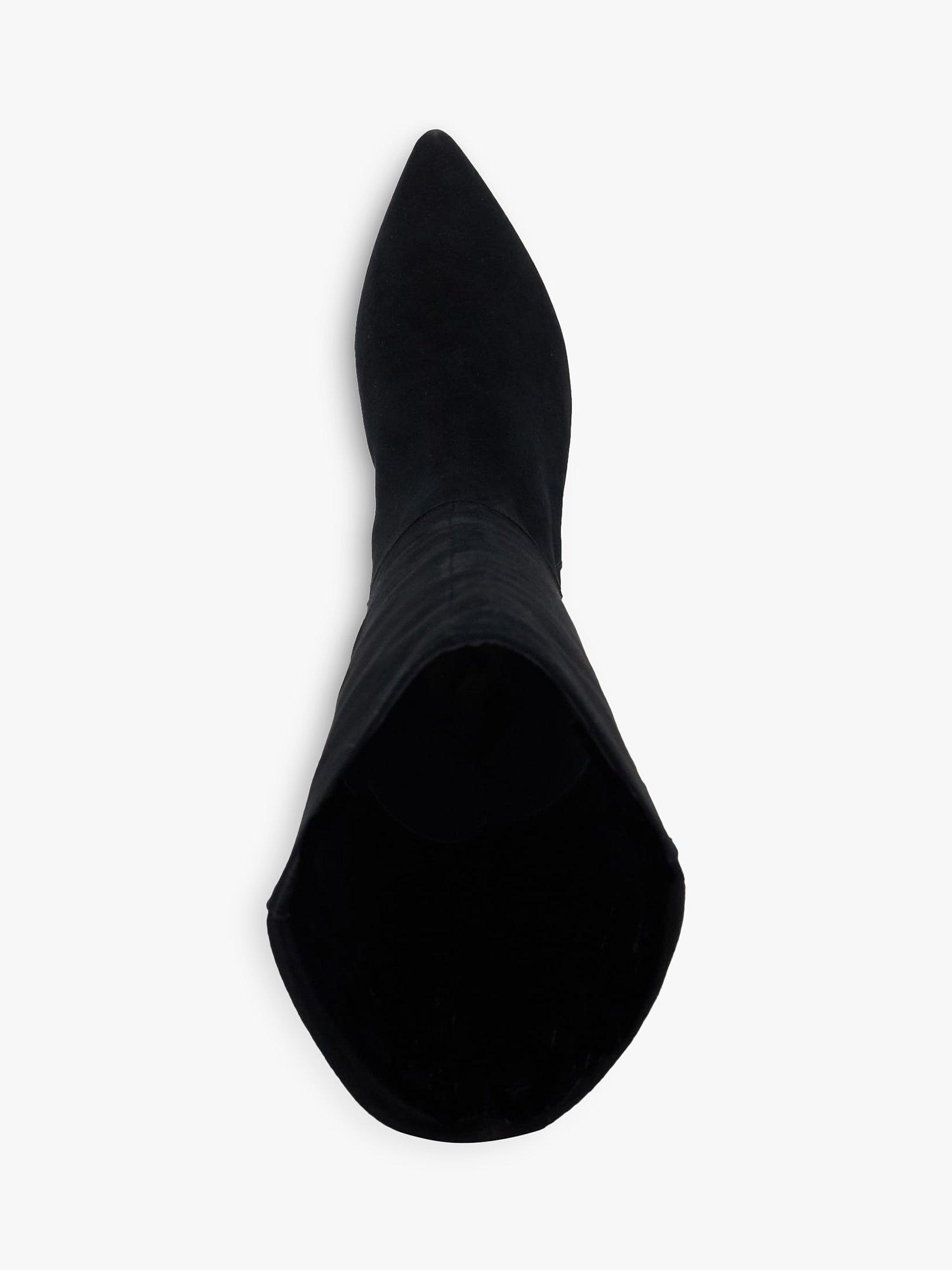 Product image 2 of 6, which shows Dune London Sera Suede Pointed Knee High Boots, Black, 3