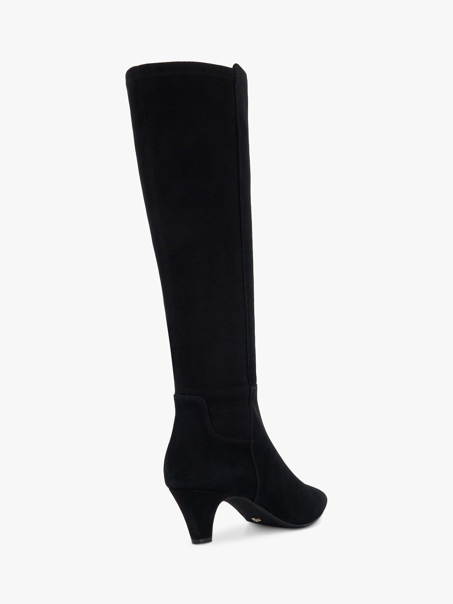 Product image 4 of 6, which shows Dune London Sera Suede Pointed Knee High Boots, Black, 3