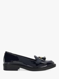 Dune London Grape Patent Tassel Loafers, Navy