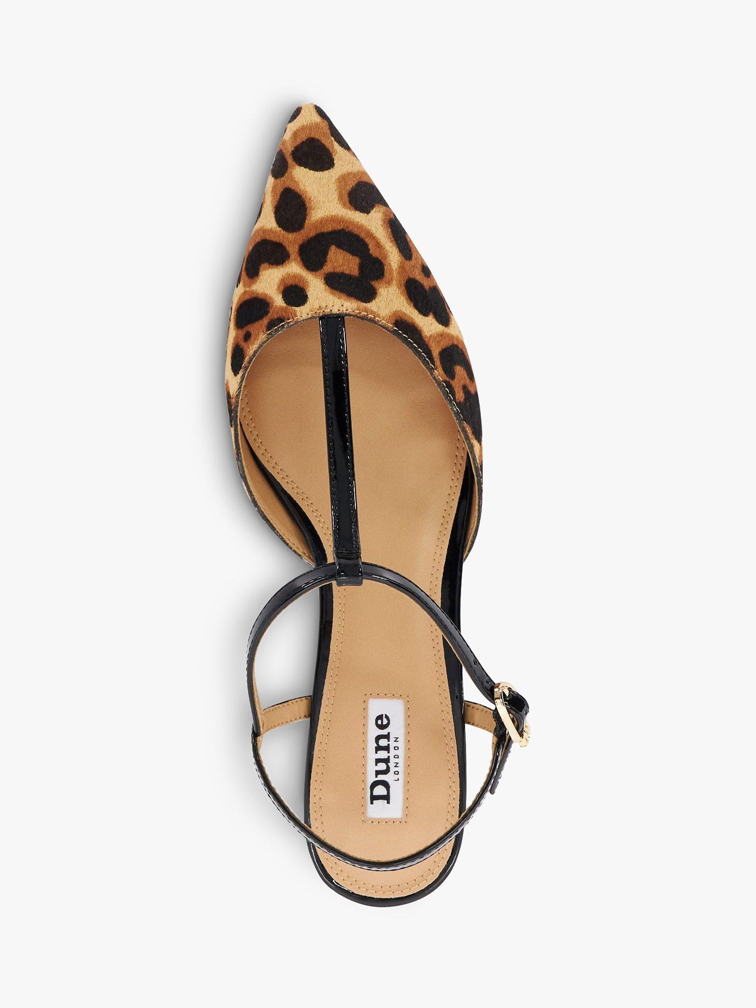 Dune Harler Leather Leopard Pointed Ballerina Pumps Black Multi