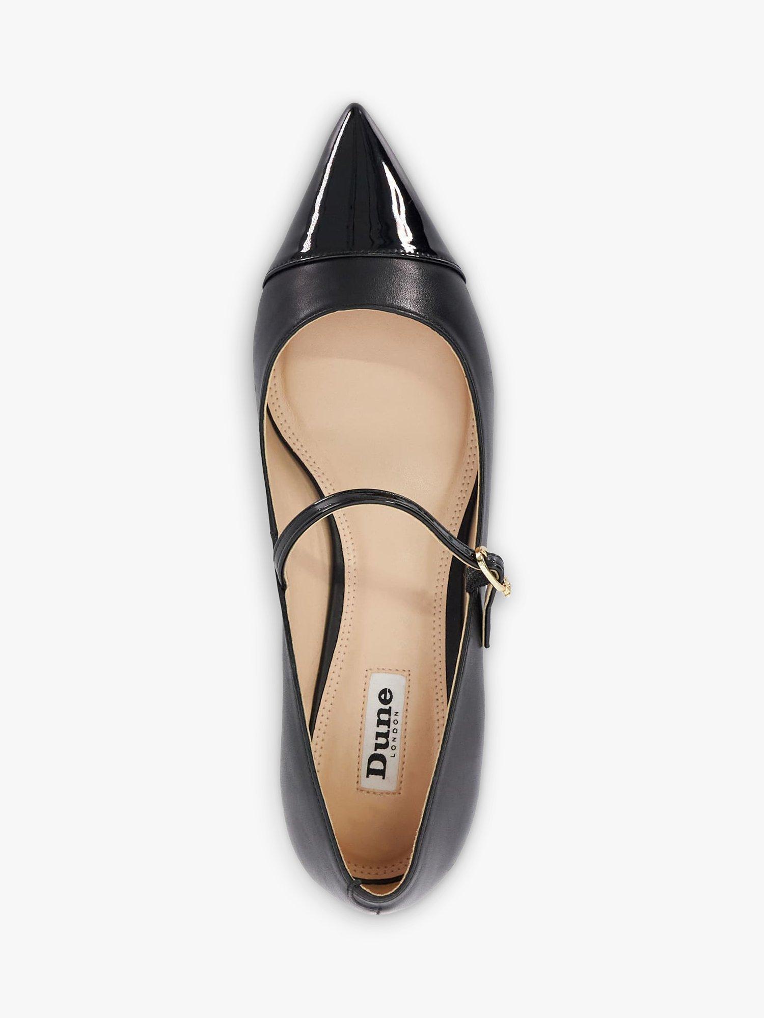 Dune Hastie Leather Pointed Ballerina Pumps Black