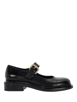 Dune London Huckle Leather Chunky Shoes, Black, Black